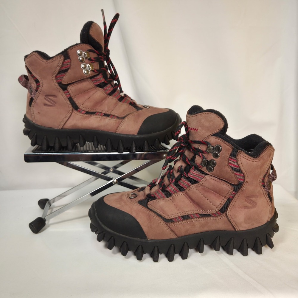 Vtg Salomon Mens 6.5 Contragrip CX Hiking Boots Brown Thinsulate ClimaDri